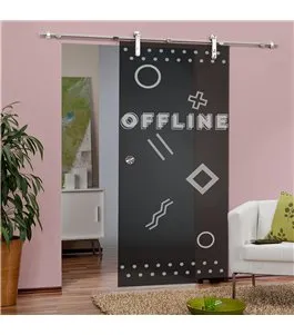 Glasschiebetür PIPE-LINE Gamer Gelasert Auf Grauglas