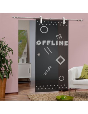 Glasschiebetür PIPE-LINE Gamer Gelasert Auf Grauglas