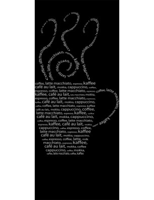 Glasschiebetür PIPE-LINE Kaffe Wordart Gelasert Auf Grauglas