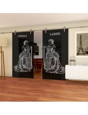 Glasschiebetür PIPE-LINE Ladies Gelasert Auf Grauglas