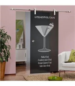 Glasschiebetür PIPE-LINE Cosmopolitan Gelasert Auf Grauglas