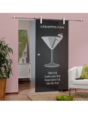 Glasschiebetür PIPE-LINE Cosmopolitan Gelasert Auf Grauglas
