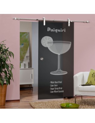 Glasschiebetür PIPE-LINE Daiquiri Gelasert Auf Grauglas