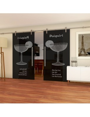 Glasschiebetür PIPE-LINE Daiquiri Gelasert Auf Grauglas