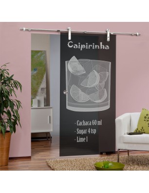 Glasschiebetür PIPE-LINE Caipirinha Gelasert Auf Grauglas