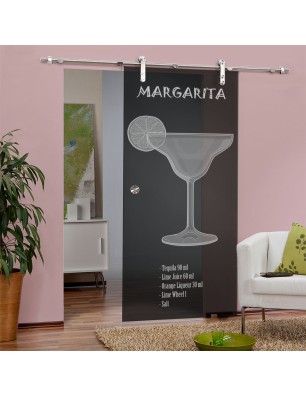 Glasschiebetür PIPE-LINE Margarita Gelasert Auf Grauglas