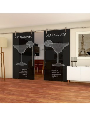 Glasschiebetür PIPE-LINE Margarita Gelasert Auf Grauglas