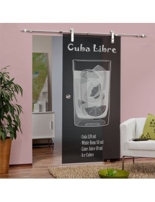 Glasschiebetür PIPE-LINE Cuba Libre Gelasert Auf Grauglas
