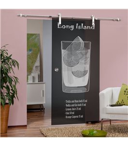 Glasschiebetür PIPE-LINE Long Island Gelasert Auf Grauglas