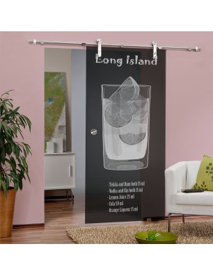 Glasschiebetür PIPE-LINE Long Island Gelasert Auf Grauglas