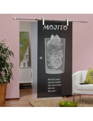 Glasschiebetür PIPE-LINE Mojito Gelasert Auf Grauglas