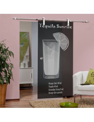 Glasschiebetür PIPE-LINE Tequila Sunrise Gelasert Auf Grauglas