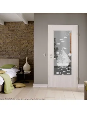 Lichtausschnitt Kid Boot Gelasert Auf Klarglas