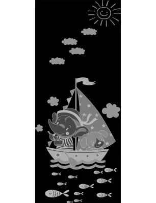 Lichtausschnitt Kid Boot Gelasert Auf Klarglas