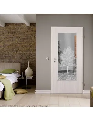 Lichtausschnitt Baum Gelasert Auf Klarglas