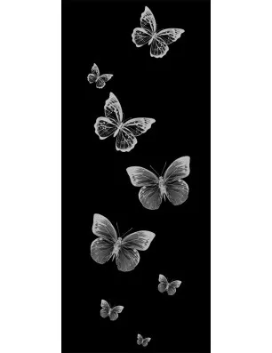 Lichtausschnitt Schmetterlinge Gelasert Auf Klarglas