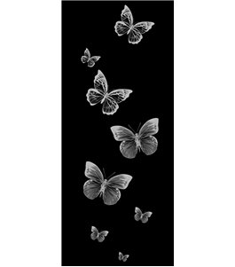 Lichtausschnitt Schmetterlinge Gelasert Auf Grauglas