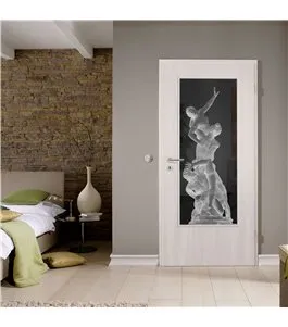 Lichtausschnitt Michelangelo Gelasert Auf Grauglas