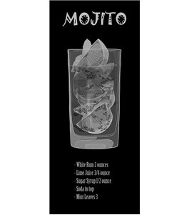 Lichtausschnitt Mojito Gelasert Auf Grauglas