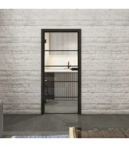 Ganzglastür Loft Schwarzlack 01 Auf Klarglas