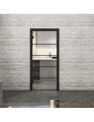 Ganzglastür Loft Schwarzlack 01 Auf Klarglas