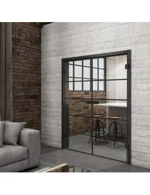 Ganzglastür Loft Schwarzlack 01 Auf Klarglas