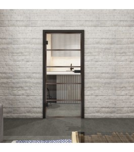 Ganzglastür Loft Rosteisen Genietet 01 Auf Klarglas