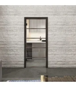 Ganzglastür Loft Rosteisen Genietet 01 Auf Klarglas