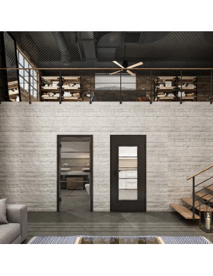 Ganzglastür Loft Rosteisen Genietet 01 Auf Klarglas