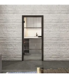 Ganzglastür Loft Rosteisen Genietet 02 Auf Klarglas