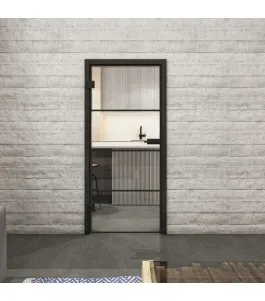 Ganzglastür Loft Schwarzlack 02 Auf Klarglas