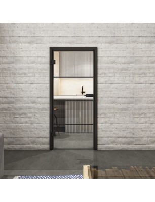 Ganzglastür Loft Schwarzlack 02 Auf Klarglas