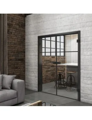 Ganzglastür Loft Schwarzlack 02 Auf Klarglas