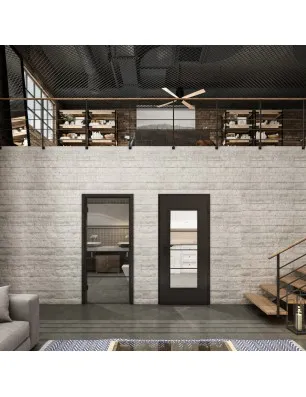 Ganzglastür Loft Schwarzlack 02 Auf Klarglas