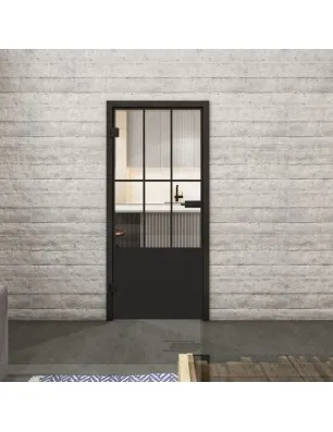 Ganzglastür Loft Schwarzlack 03 Auf Klarglas