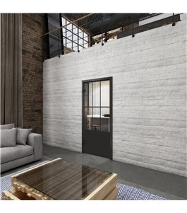 Ganzglastür Loft Schwarzlack 03 Auf Klarglas