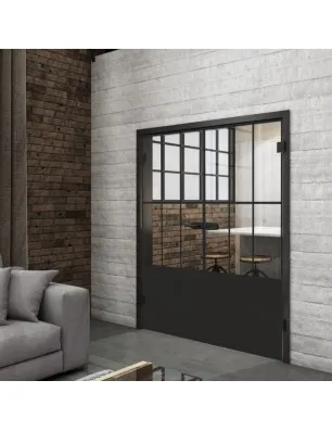 Ganzglastür Loft Schwarzlack 03 Auf Klarglas