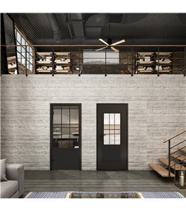 Ganzglastür Loft Schwarzlack 03 Auf Klarglas