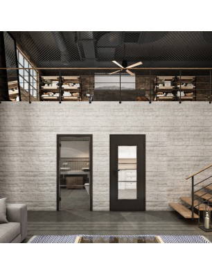 Ganzglastür Loft Rosteisen Genietet 03 Auf Klarglas
