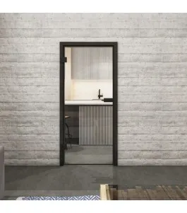 Ganzglastür Loft Schwarzlack 04 Auf Klarglas