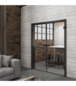 Ganzglastür Loft Schwarzlack 04 Auf Klarglas