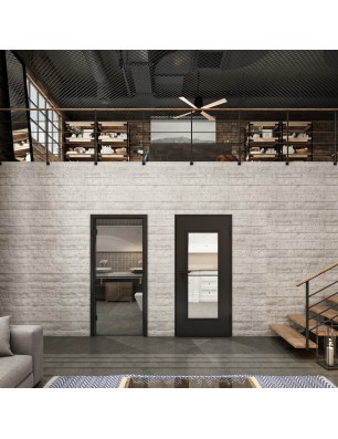 Ganzglastür Loft Schwarzlack 04 Auf Klarglas