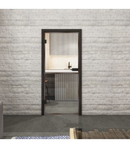 Ganzglastür Loft Rosteisen Genietet 04 Auf Klarglas