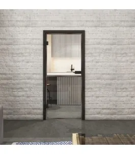 Ganzglastür Loft Rosteisen Genietet 04 Auf Klarglas