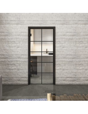 Ganzglastür Loft Schwarzlack 05 Auf Klarglas