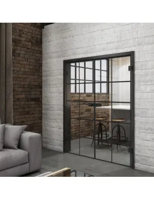 Ganzglastür Loft Schwarzlack 05 Auf Klarglas