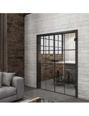 Ganzglastür Loft Schwarzlack 06 Auf Klarglas