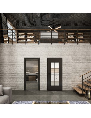 Ganzglastür Loft Schwarzlack 06 Auf Klarglas
