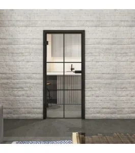 Ganzglastür Loft Schwarzlack 07 Auf Klarglas