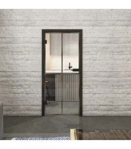 Ganzglastür Loft Rosteisen Genietet 08 Auf Klarglas